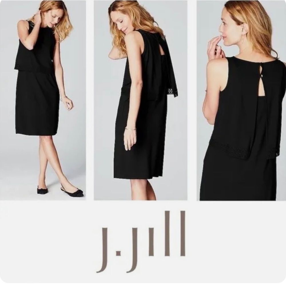 J.Jill Wearever Collection Sleeveless Crochet-Trimmed Shift Dress- petite medium